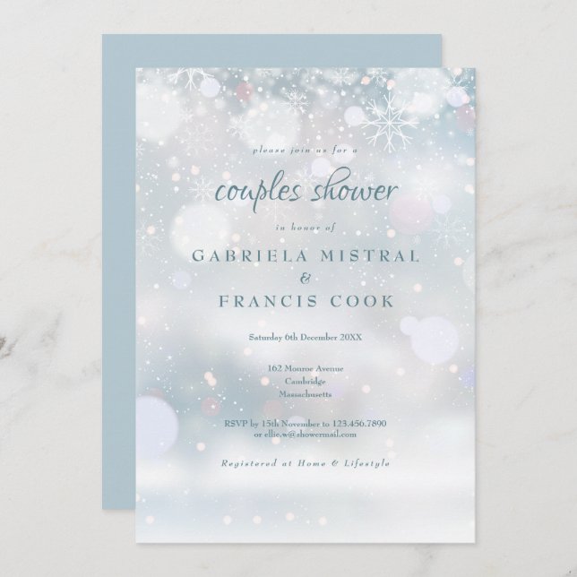 First Winter Snowflakes Couples Shower Invitation (Front/Back)