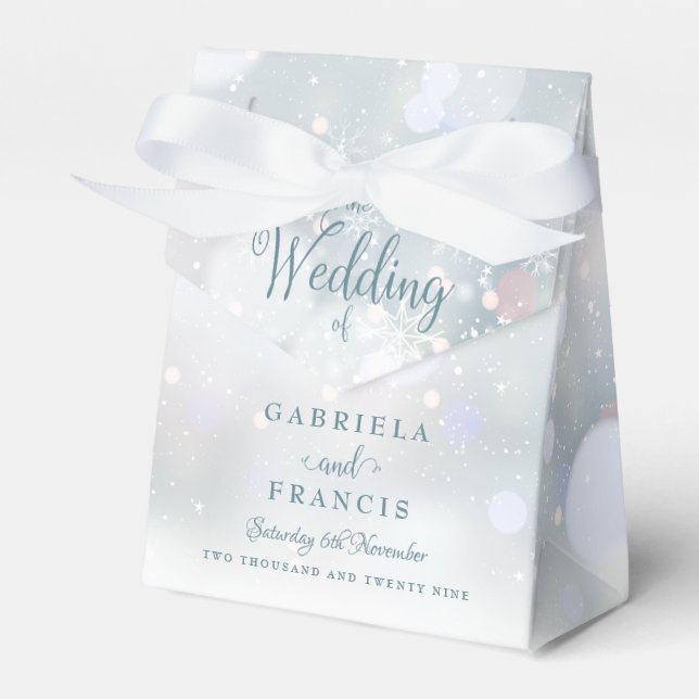 First Winter Snowflakes Wedding Favour Box (Front Side)