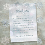 First Winter Snowflakes Wedding Thank You Place Card<br><div class="desc">Featuring delicate snowflakes falling across this special winter wedding celebration thank you reception card. Personalised with your special thank you message set in elegant typography. A special keepsake thank you for your guests. Designed by Thisisnotme©</div>
