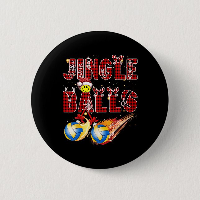 First Xmas As A Dad Jingle Volleyball Papa Uncle D 6 Cm Round Badge (Front)