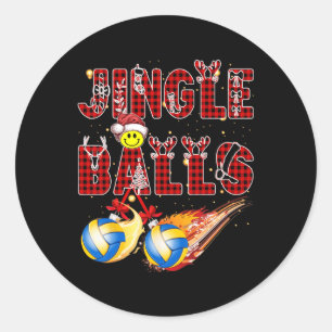 First Xmas As A Dad Jingle Volleyball Papa Uncle D Classic Round Sticker