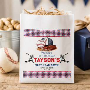First Year Down Baseball 1st Birthday Party Favour Bags