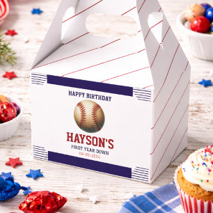 First Year Down Baseball 1st Birthday Party Favour Box