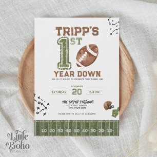 First Year Down Boy Football Birthday Invitation