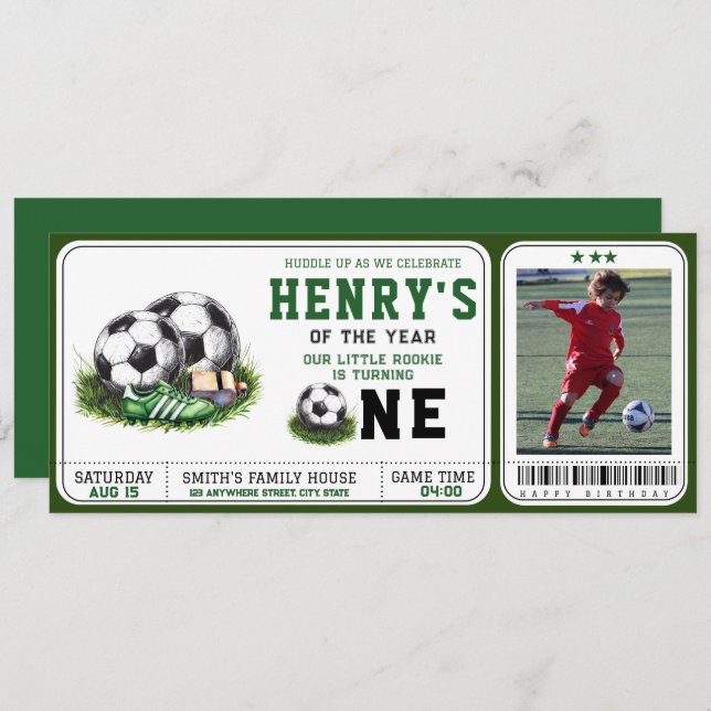 First Year Down | Football 1st Birthday Invitation (Front/Back)