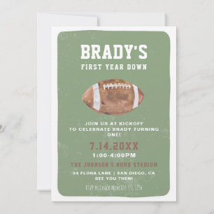 First Year Down Football 1st Birthday Invitation