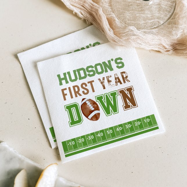 First Year Down Football 1st Birthday Napkin (Creator Uploaded)