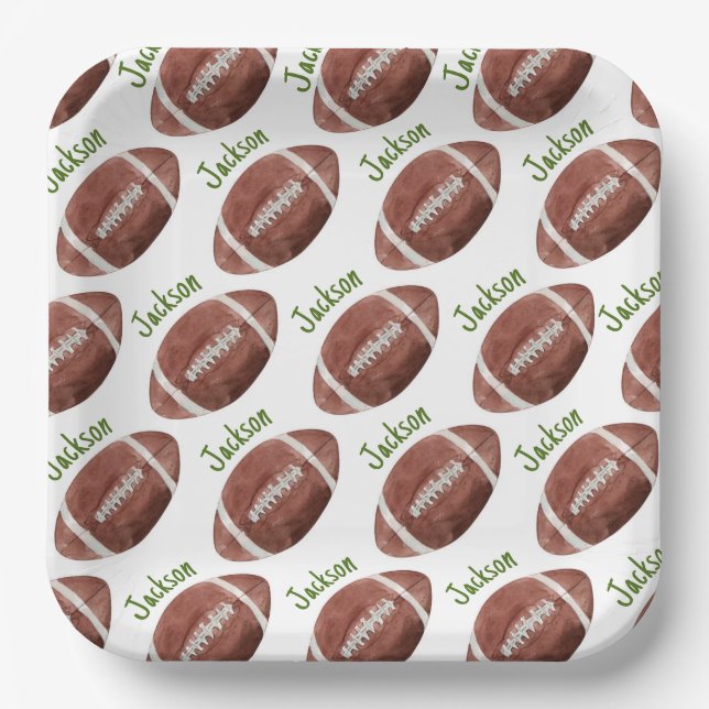 First Year Down Football 1st Birthday Paper Plate (Front)