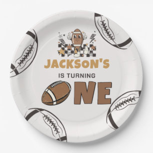 First Year Down Football 1st Birthday Paper Plates