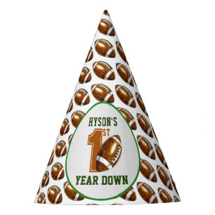 First Year Down   Football 1st Birthday Party Hat