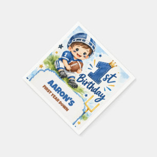 First Year Down Football 1st Birthday Party Napkin