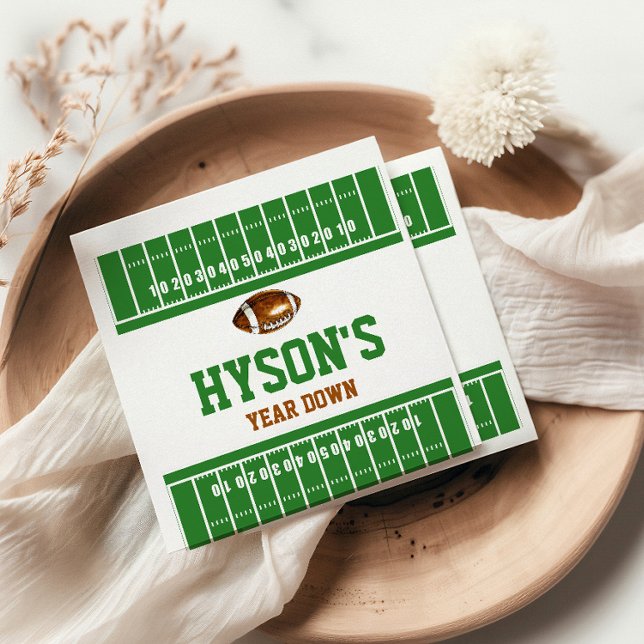 First Year Down | Football 1st Birthday Party Napkin (Creator Uploaded)