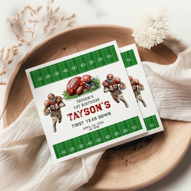 First Year Down Football 1st Birthday Party Napkin (Creator Uploaded)