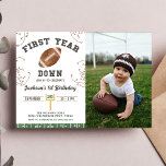 First Year Down Football 1st Birthday Party Photo Invitation<br><div class="desc">First Year Down Football 1st Birthday Party Photo Invitation</div>