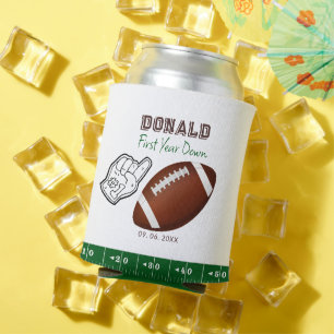 First Year Down Football Birthday  Can Cooler