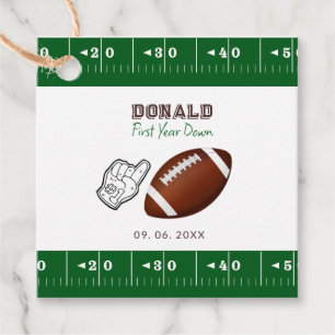First Year Down Football Birthday Favour Tags