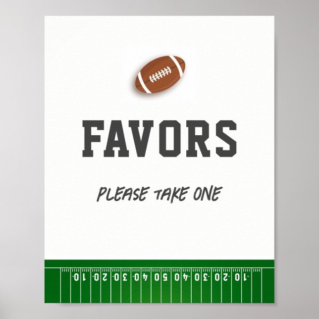 First Year Down Football Birthday Favours Sign (Front)