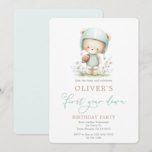 First Year Down Football Birthday Invitation