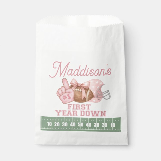 FIRST year down, Football Birthday, ONE  Favour Bags (Front)