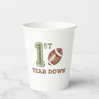 First Year Down Football Birthday Paper Cups