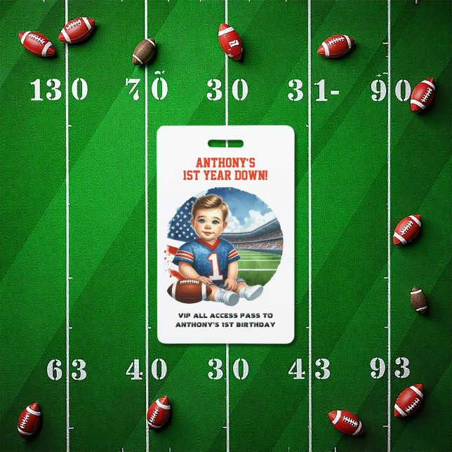 First Year Down Football Birthday VIP Pass ID Badge (First Year Down Football Birthday VIP Pass Badge)