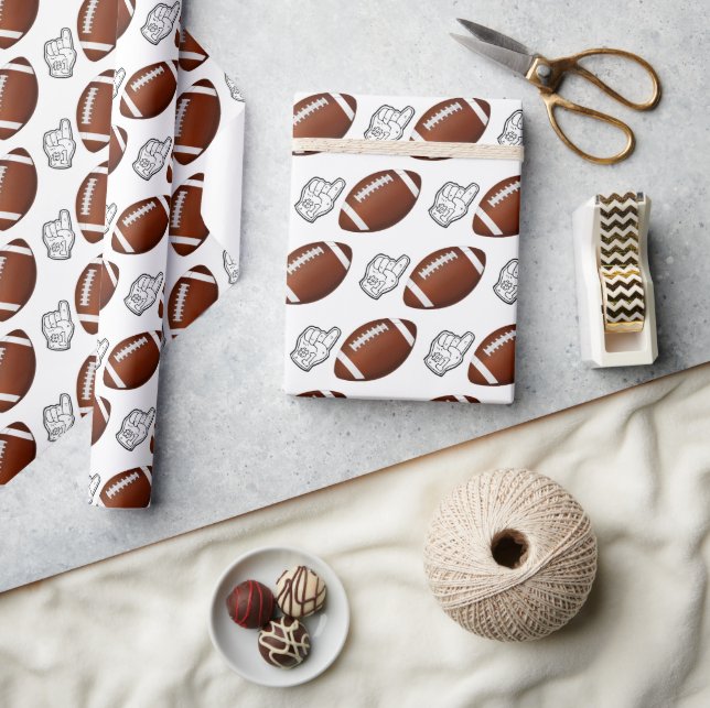 First Year Down Football Birthday  Wrapping Paper (Crafts)