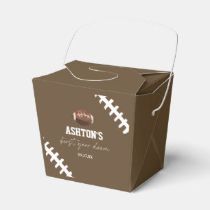 First Year Down Football Brown 1st Birthday Party Favour Box