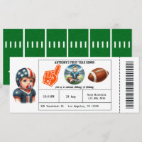 First Year Down Football Ticket 1st Birthday