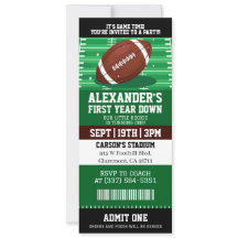 First Year Down Football Ticket 1st Birthday Party