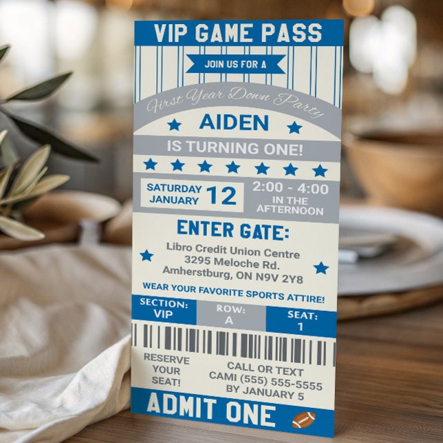 First Year Down! Football Ticket Birthday Invitation (Creator Uploaded)