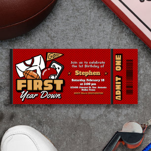 First Year Down - Football Ticket Invitation