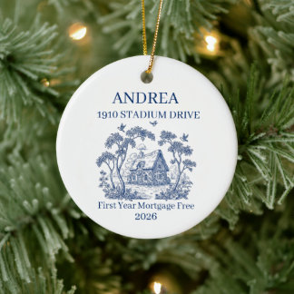 First Year Mortgage Free Custom Name Address Ceramic Tree Decoration