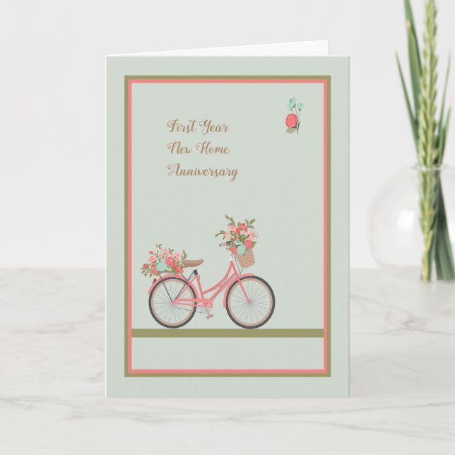 First Year New Home Anniversary Card with Bicycle (Front)