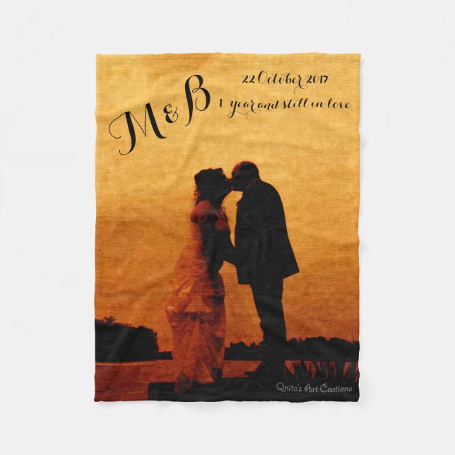 First year wedding anniversary keepsake fleece blanket (Front)