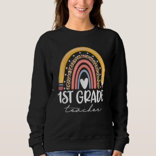 Firts Grade Teacher Boho Rainbow 1st Grade Teacher Sweatshirt