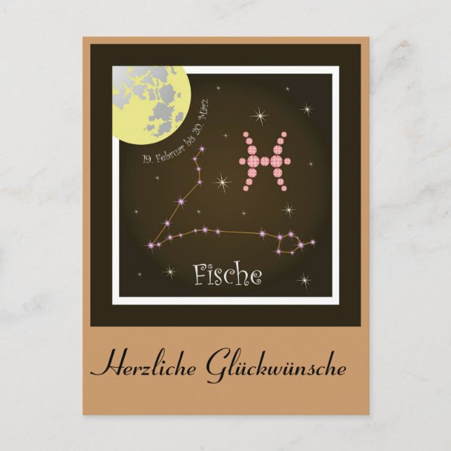 Fische Sternzeichen Postkarte Postcard (Front)