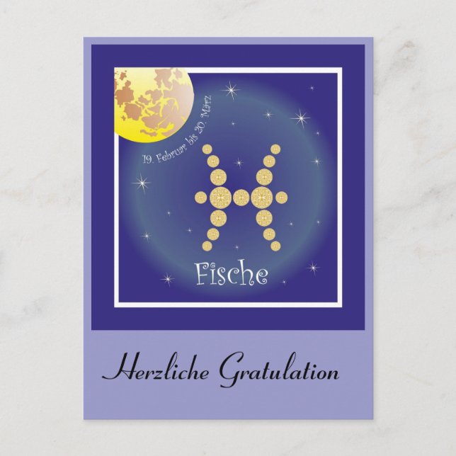 Fische Sternzeichen Postkarte Postcard (Front)