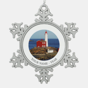 Fisgard Lighthouse Snowflake Pewter Christmas Ornament