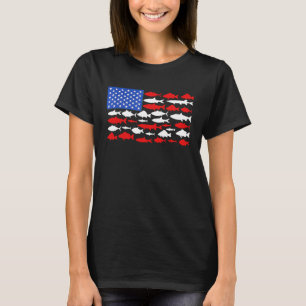 Fish America Flag Happy 4th Of July Patriotic T-Shirt