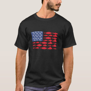 Fish American Flag Patriotic USA Fishing T-Shirt