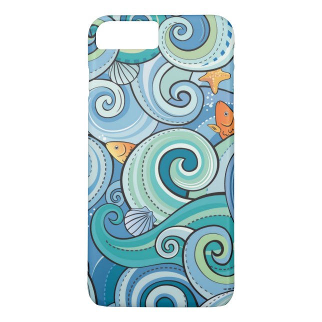 Fish Among The Waves Pattern Case-Mate iPhone Case (Back)