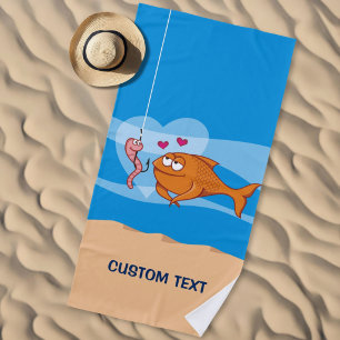 Fish and Bait in Love Beach Towel
