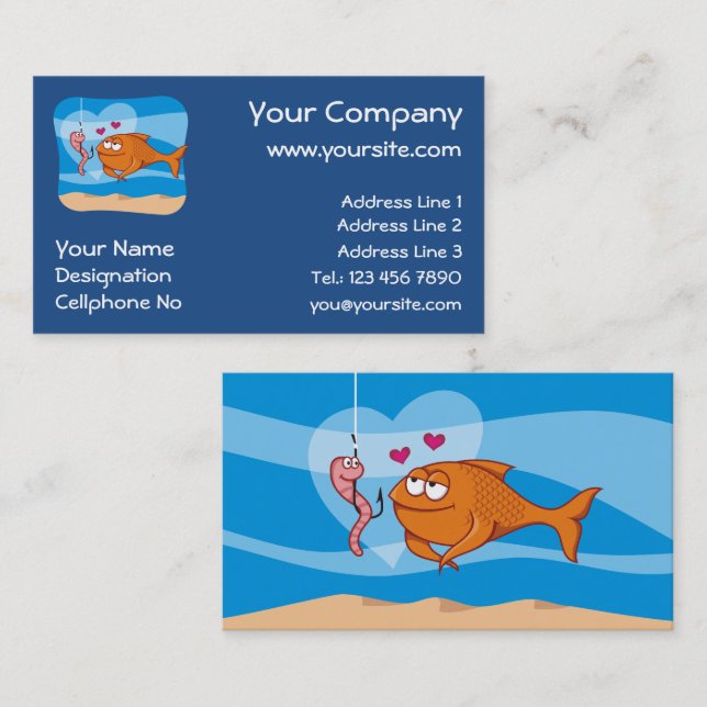 Fish and Bait in Love Business Card (Front/Back)