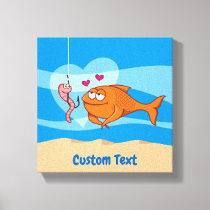 Fish and Bait in Love Canvas Print
