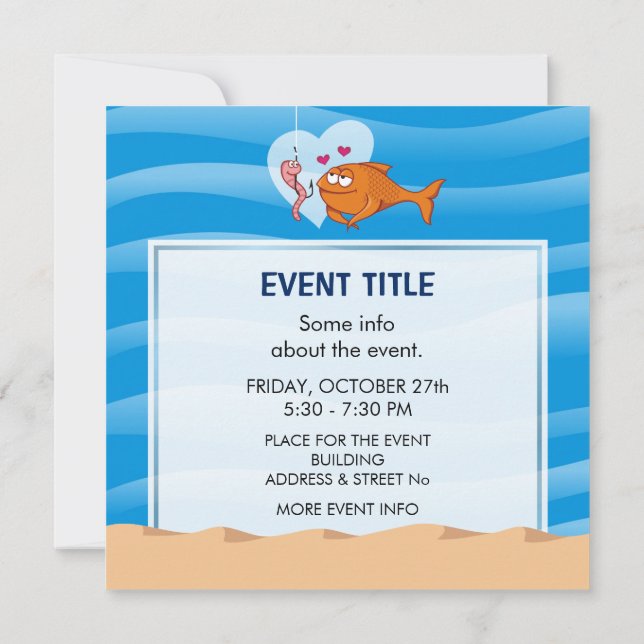 Fish and Bait in Love Invitation (Back)