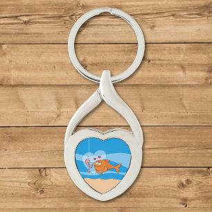 Fish and Bait in Love Key Ring