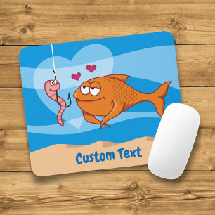 Fish and Bait in Love Mouse Pad