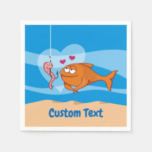 Fish and Bait in Love Napkins