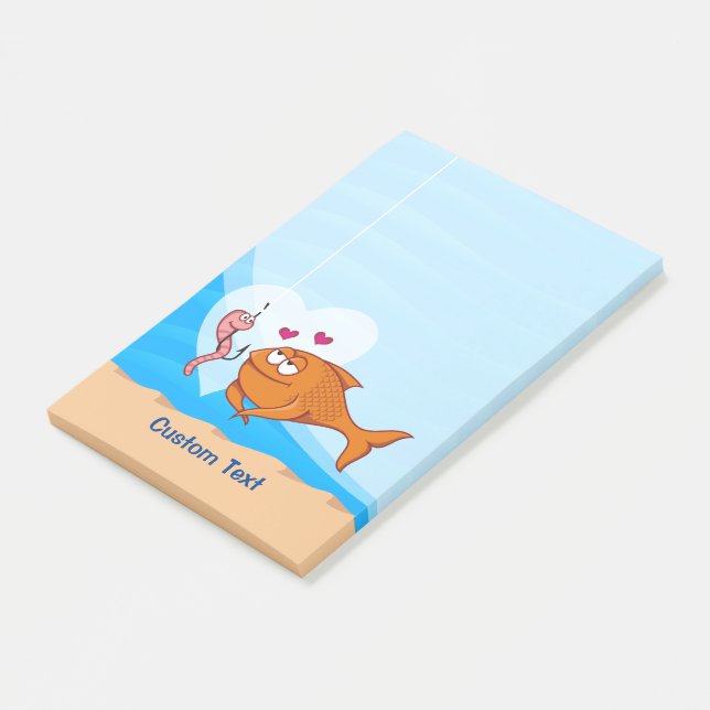 Fish and Bait in Love Post-it Notes (Angled)