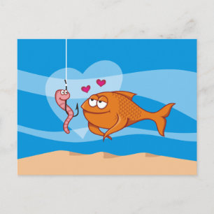 Fish and Bait in Love Postcard